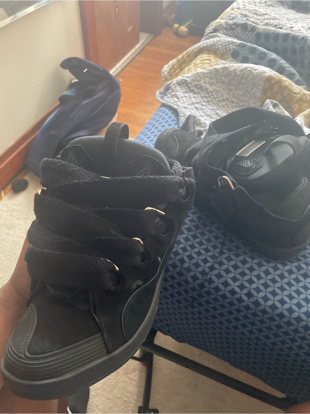 Lanvin Kids Black High-Top Sneakers with Wide Laces